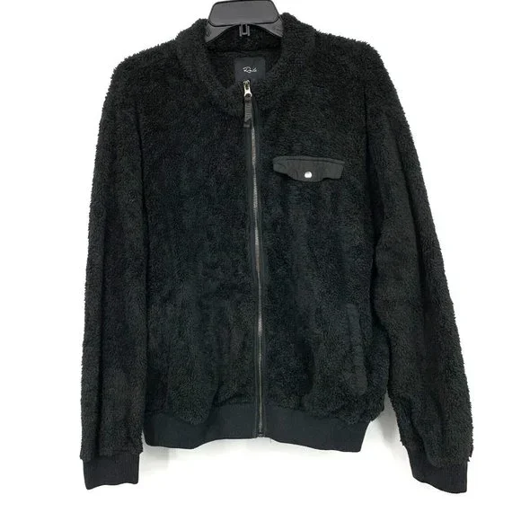 Rails Austin Jacket Fleece Teddy Black Full Zip Fuzzy - Picture 4 of 9